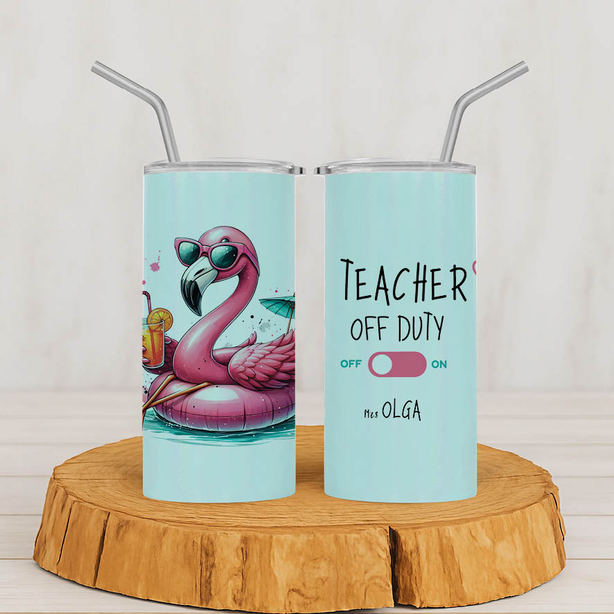 Ποτήρι Θερμός με καλαμάκι 480ml “Teacher off duty flamingo”