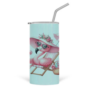 Ποτήρι Θερμός με καλαμάκι 480ml “Teacher off duty floral flamingo”