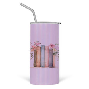 Ποτήρι Θερμός με καλαμάκι 480ml Για τη δασκάλα “Floral books”