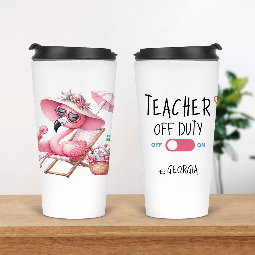 Ποτήρι Θερμός 480ml “Teacher off duty floral flamingo”