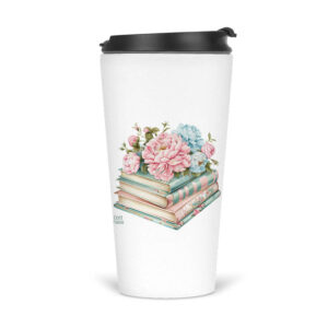 Ποτήρι Θερμός 480ml Για τη δασκάλα “Βιβλία με λουλούδια”