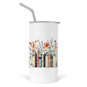 Ποτήρι Θερμός με καλαμάκι 480ml Για τη δασκάλα “Βιβλία floral”