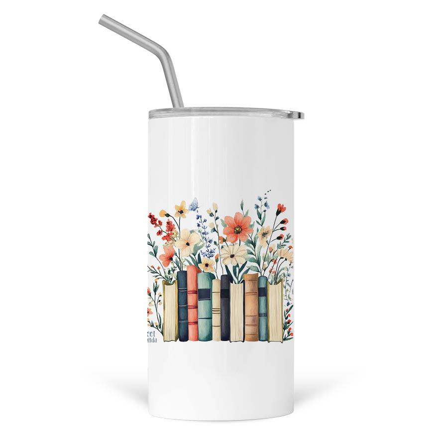Ποτήρι Θερμός με καλαμάκι 480ml Για τη δασκάλα “Βιβλία floral”