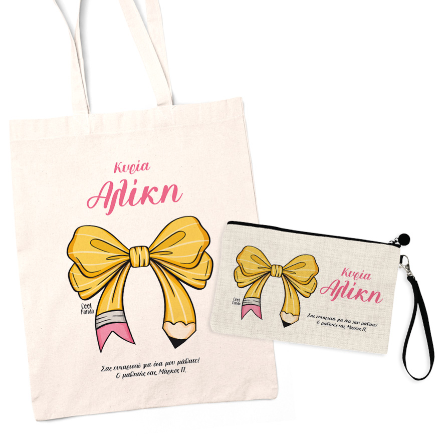 Σετ tote bag και νεσεσέρ “Bow pencil”