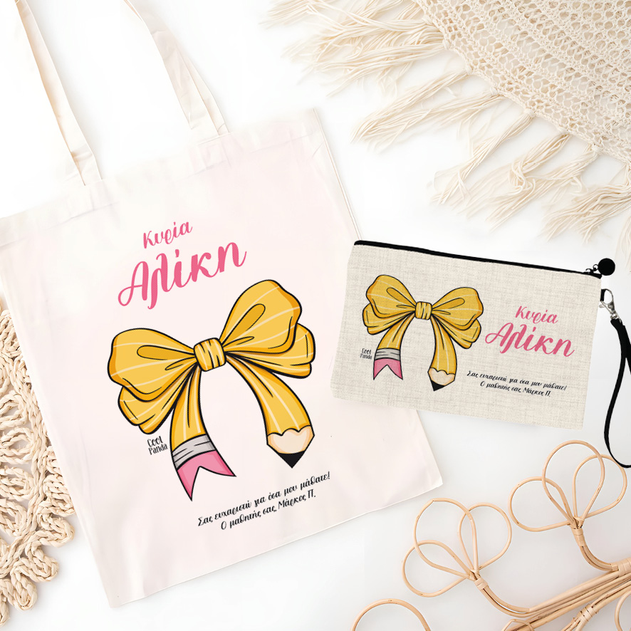 Σετ tote bag και νεσεσέρ “Bow pencil”