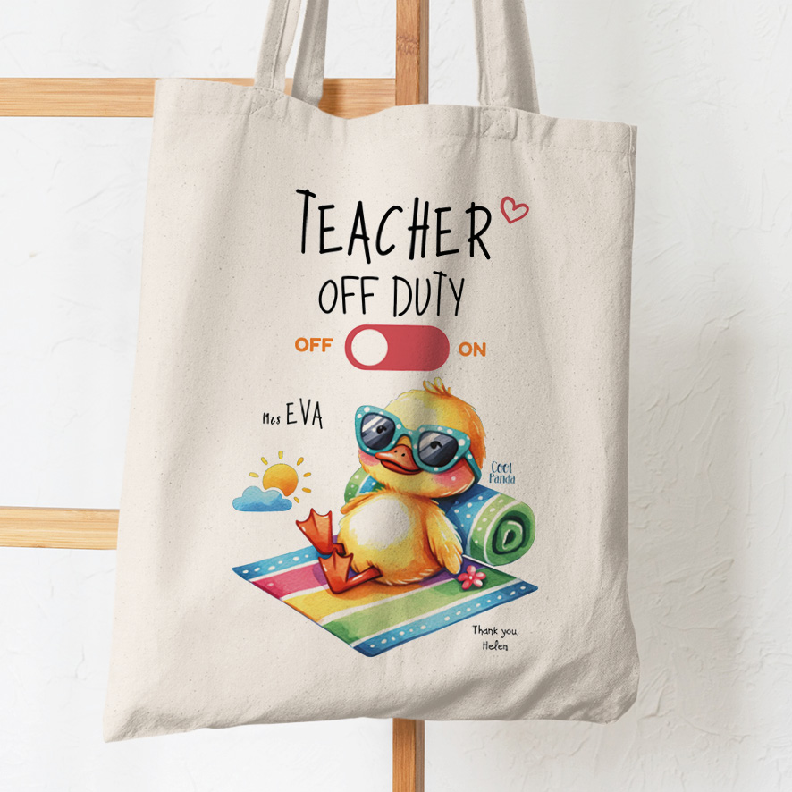 Σετ tote bag και νεσεσέρ “Teacher off duty Παπάκι”