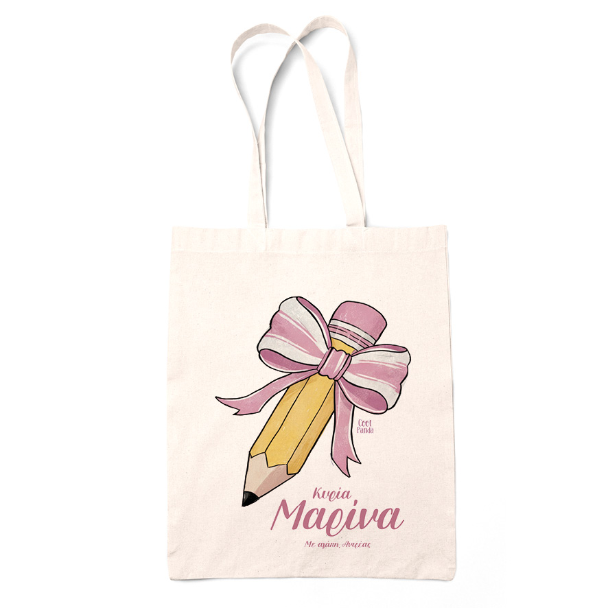 Tote bag “Μολύβι με φιόγκο”