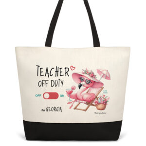 Τσάντα θαλάσσης “Teacher off duty floral flamingo”