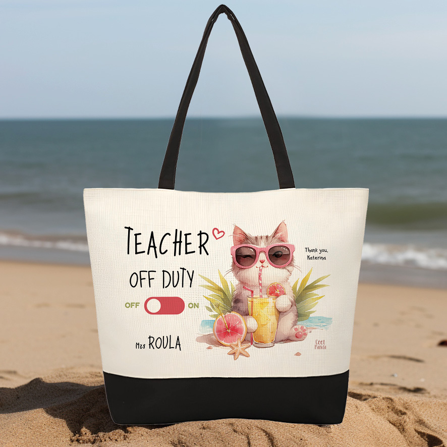 Τσάντα θαλάσσης “Teacher off duty Γάτα”