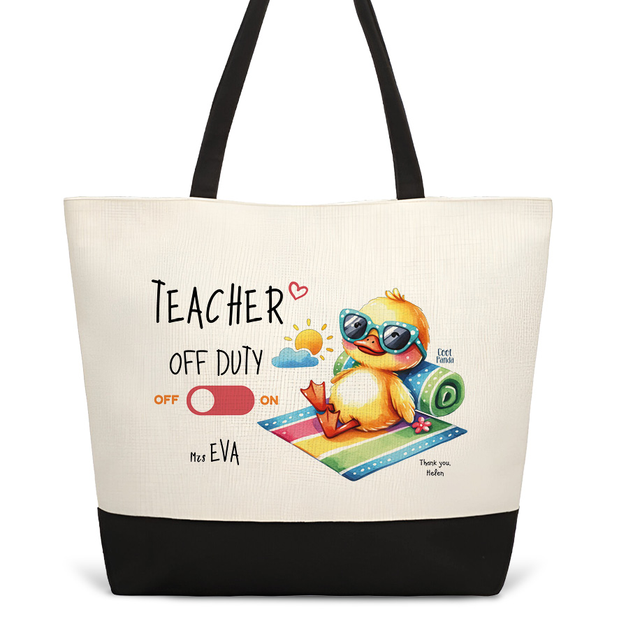 Τσάντα θαλάσσης “Teacher off duty Παπάκι”