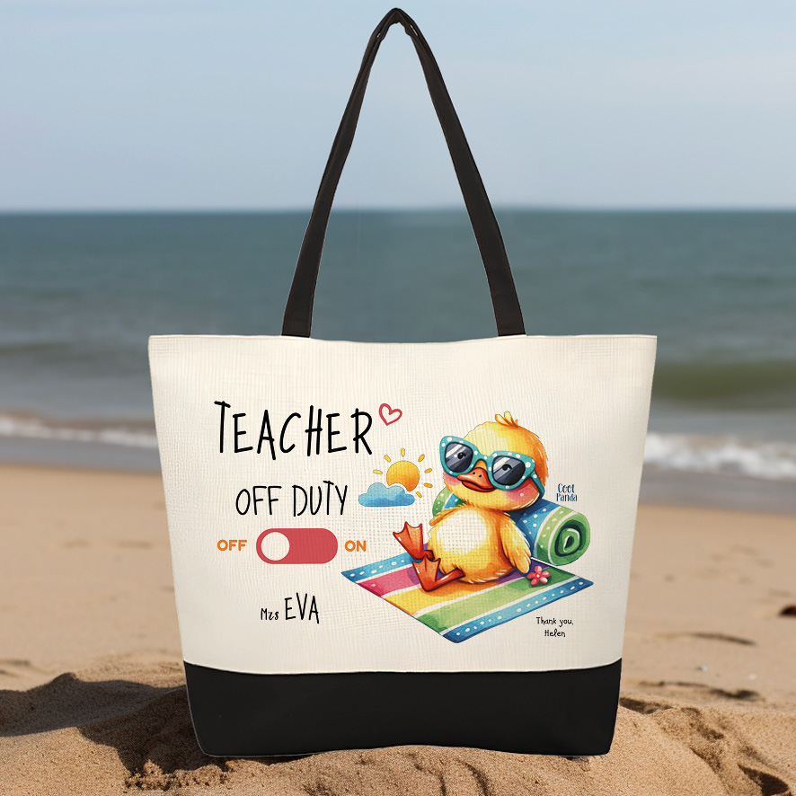 Τσάντα θαλάσσης “Teacher off duty Παπάκι”