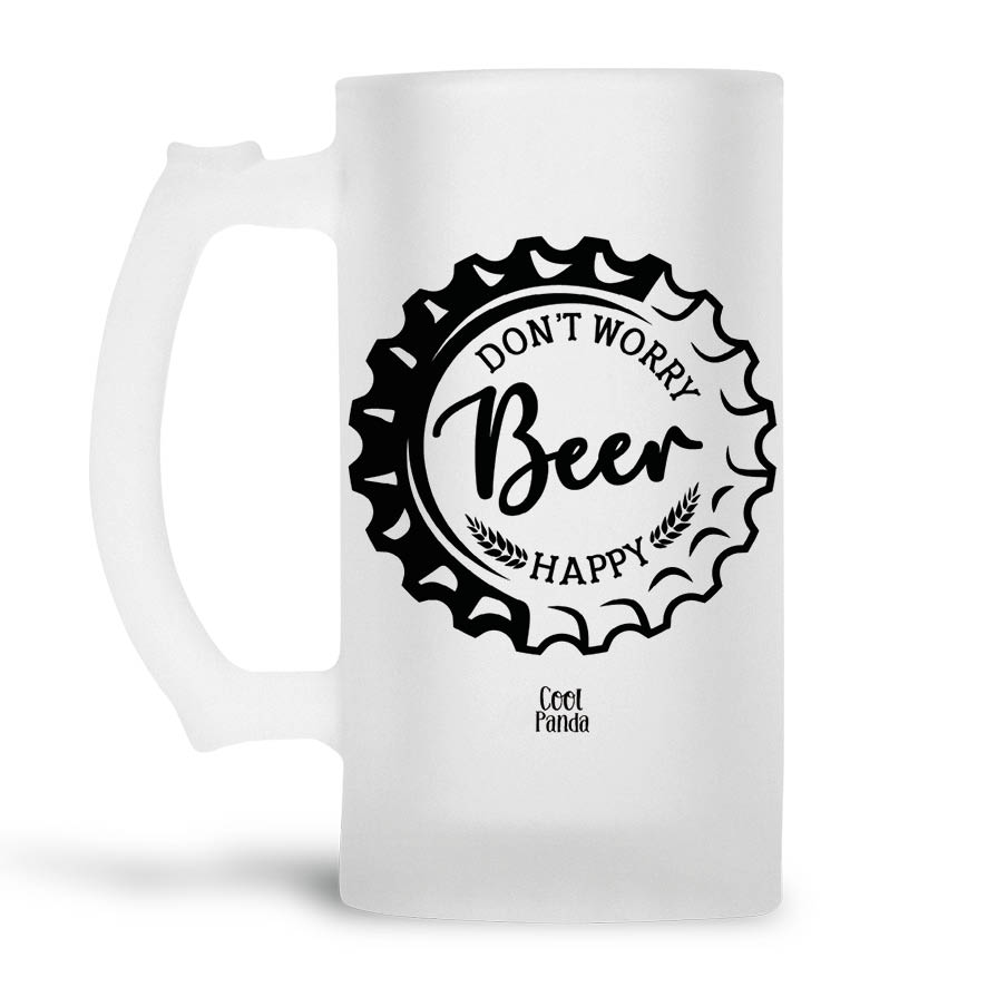 Γυάλινο ποτήρι μπύρας ”Don’t worry, Beer Happy”