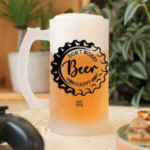 Γυάλινο ποτήρι μπύρας ”Don’t worry, Beer Happy”