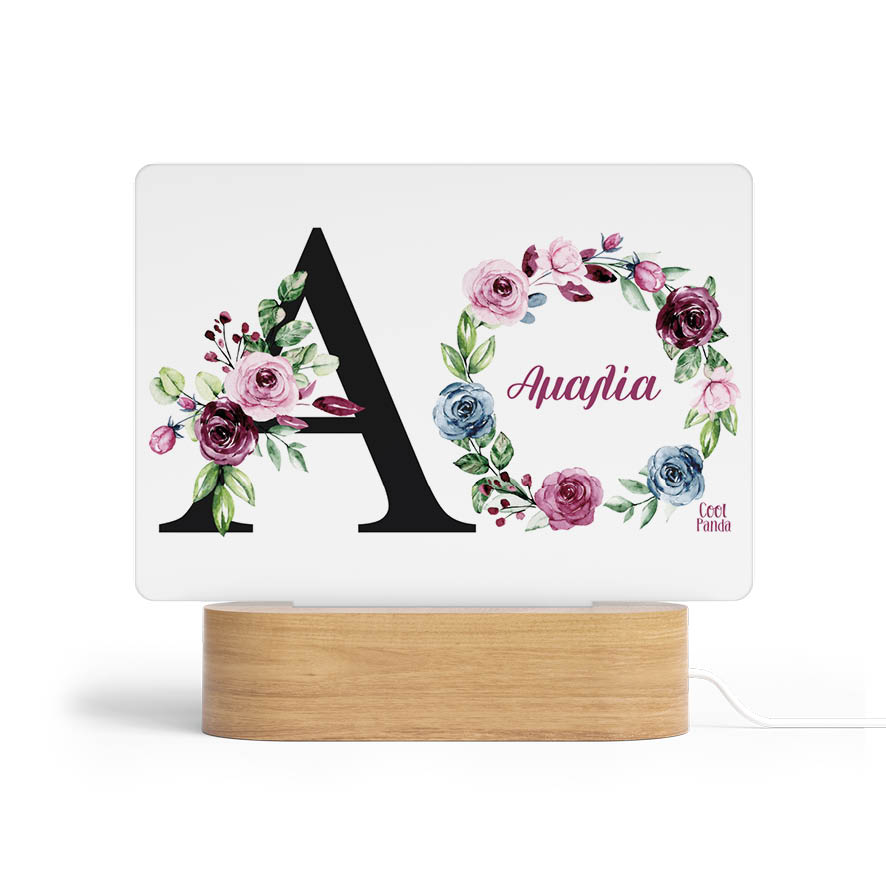 Φωτιστικό Led “Floral μονόγραμμα ροζ”