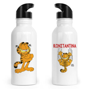 Μπουκάλι νερού ανοξείδωτο με καλαμάκι λευκό “Garfield”