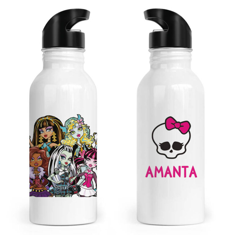 Μπουκάλι νερού ανοξείδωτο με καλαμάκι λευκό “Monster High”