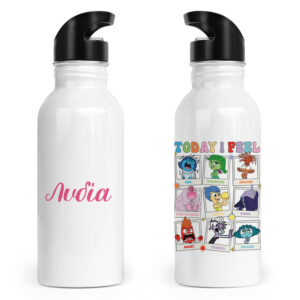 Μπουκάλι νερού ανοξείδωτο με καλαμάκι λευκό “Τα μυαλά που κουβαλάς”