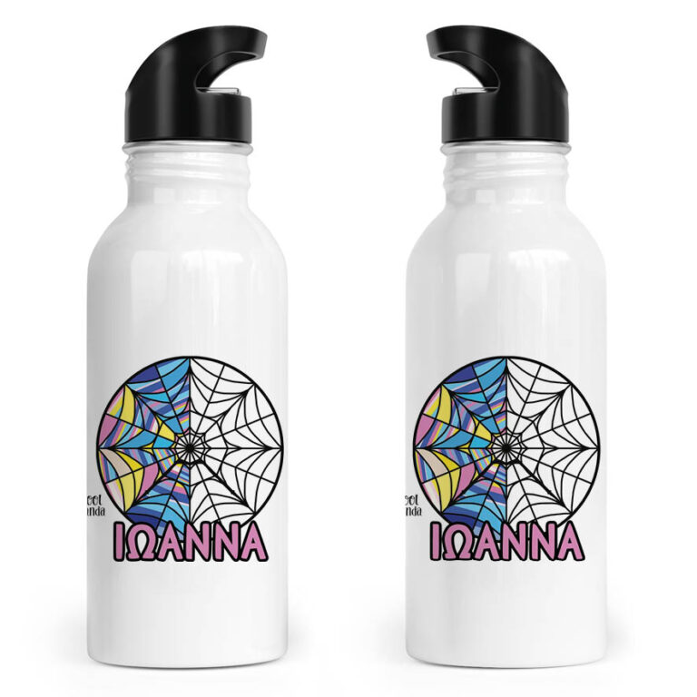 Μπουκάλι νερού ανοξείδωτο με καλαμάκι λευκό “Ιστός Wednesday”