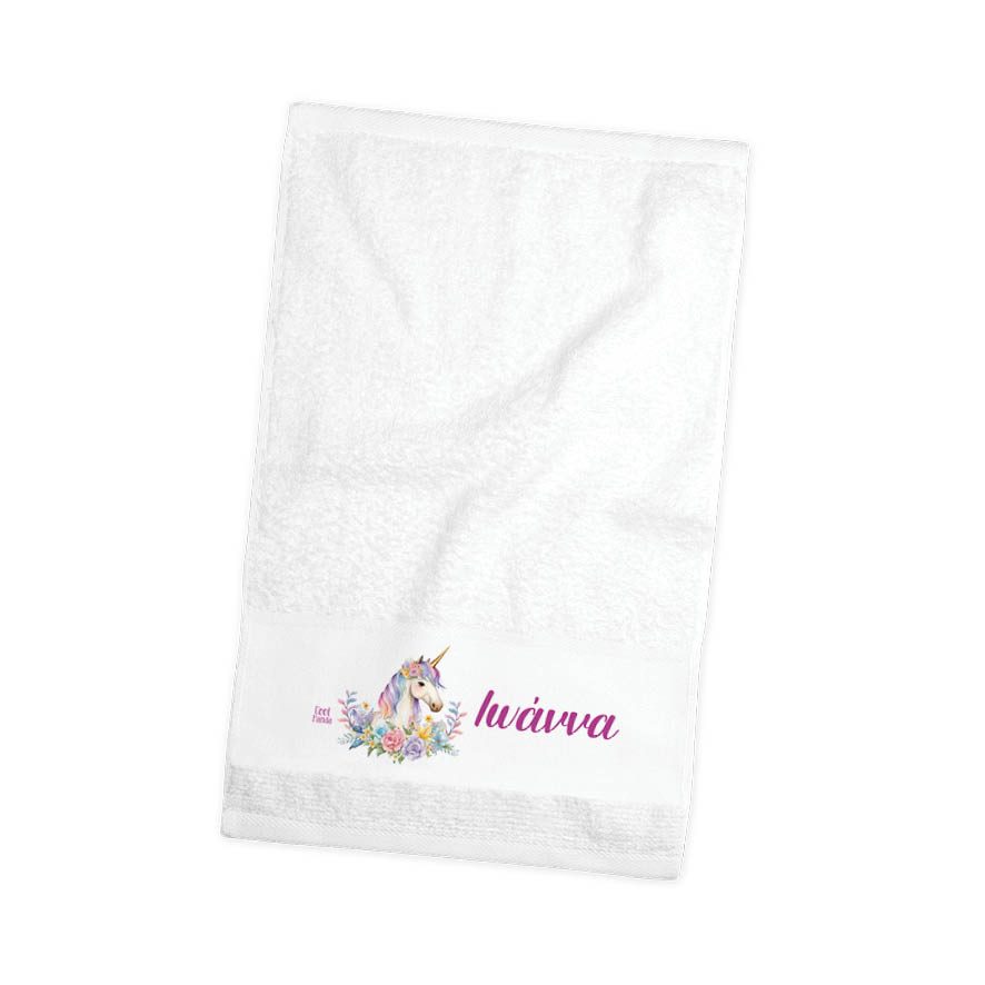 Πετσέτα χεριών βαμβακερή “Floral Μονόκερος”