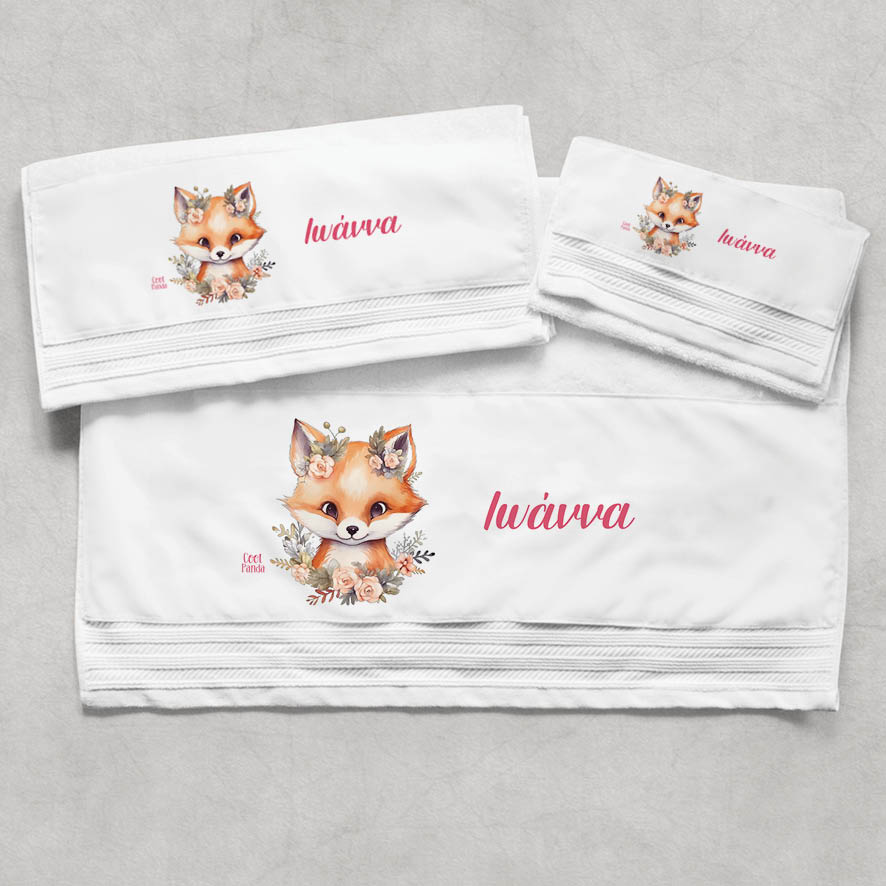 Πετσέτες βαμβακερές σετ “Αλεπουδάκι”