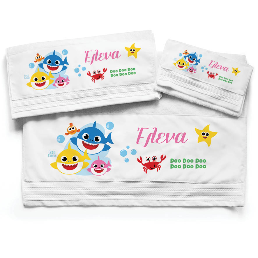 Πετσέτες βαμβακερές σετ “Baby shark” girl