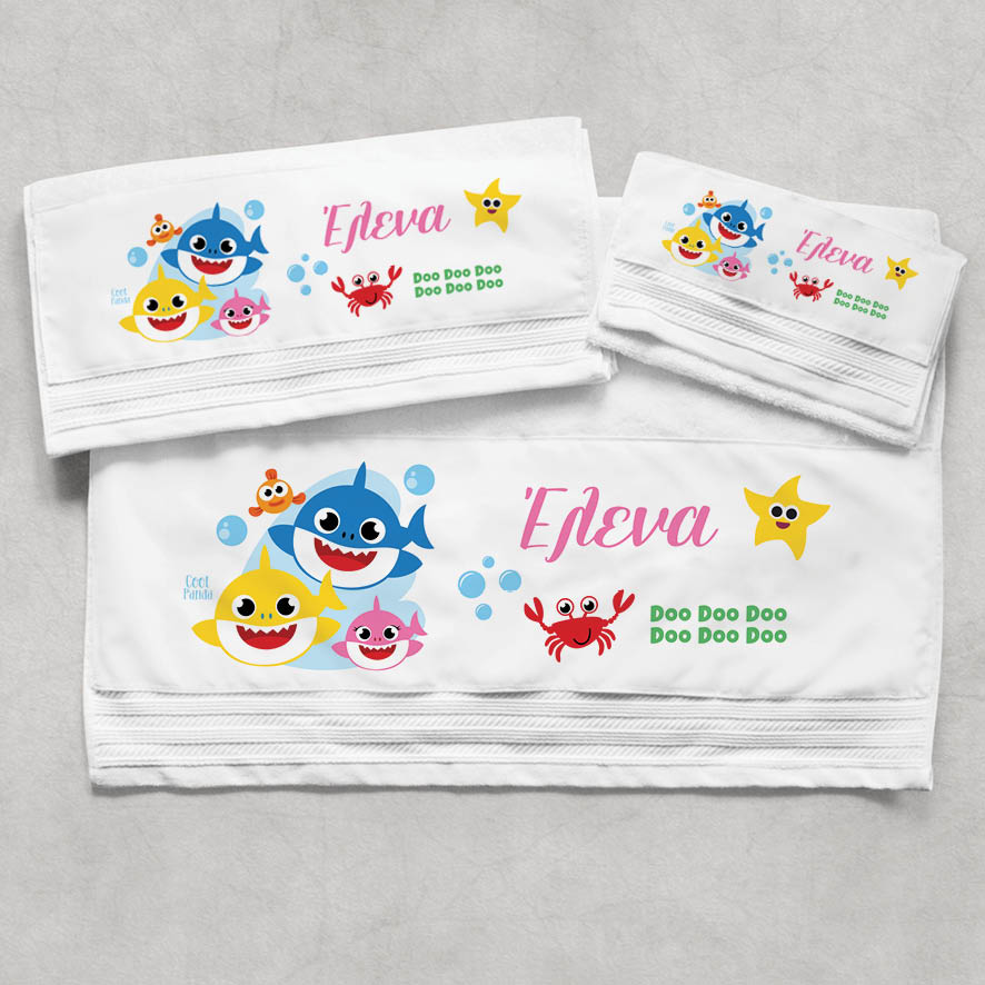 Πετσέτες βαμβακερές σετ “Baby shark” girl