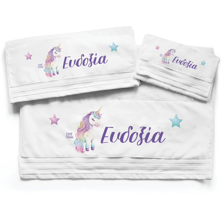 Πετσέτες βαμβακερές σετ “Μωρό Μονόκερος”