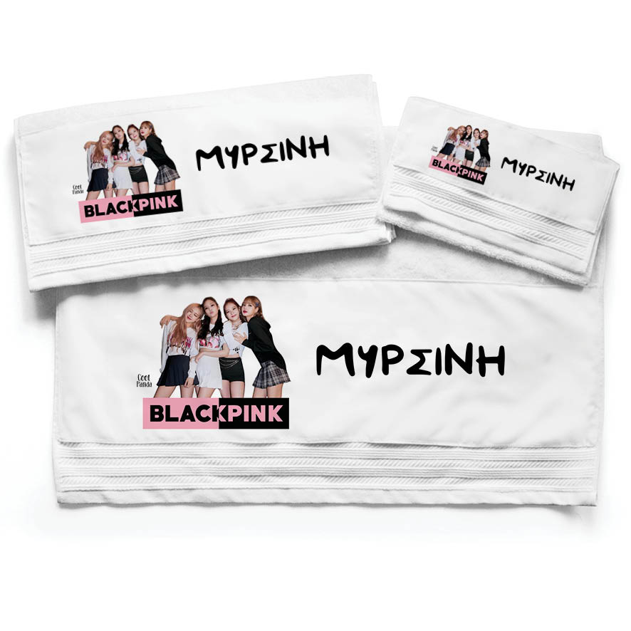 Πετσέτες βαμβακερές σετ “Black Pink photo”