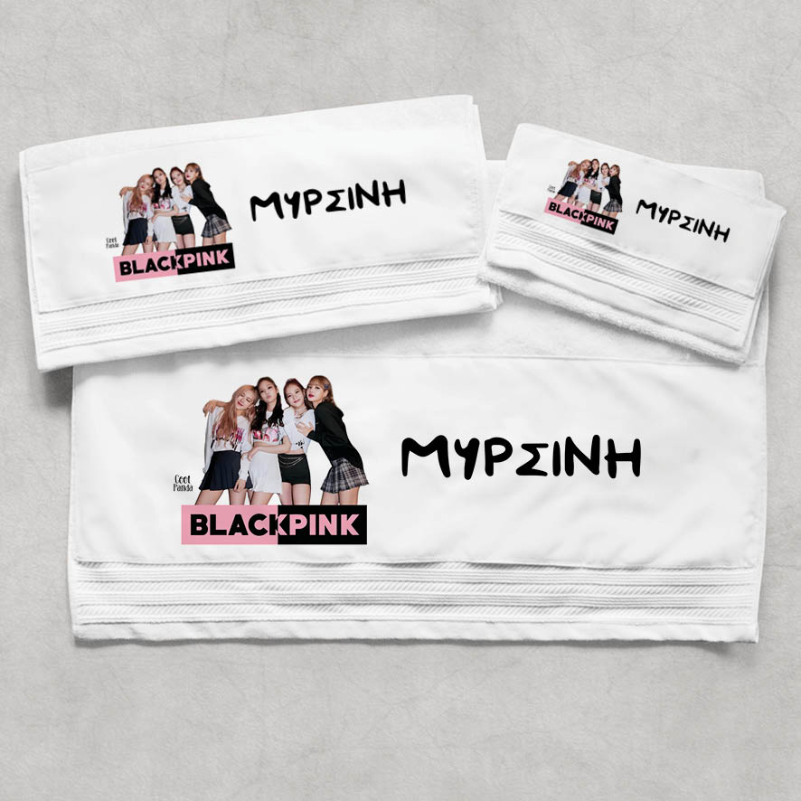 Πετσέτες βαμβακερές σετ “Black Pink photo”