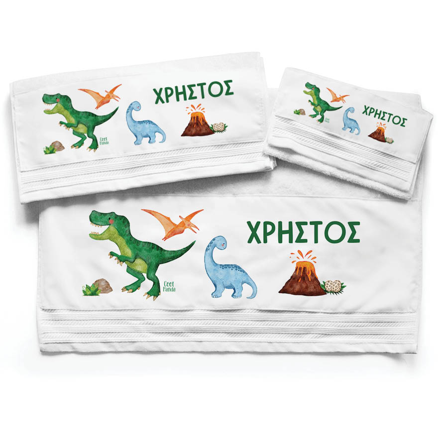 Πετσέτες βαμβακερές σετ “Δεινοσαυράκια”