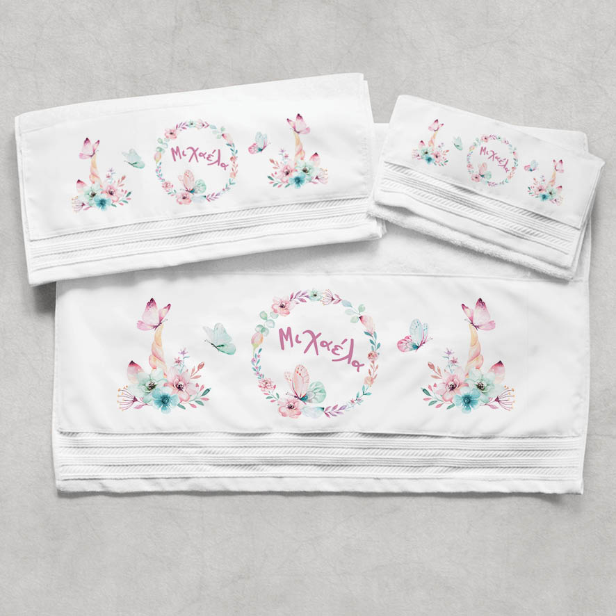 Πετσέτες βαμβακερές σετ “Floral Butterflies”