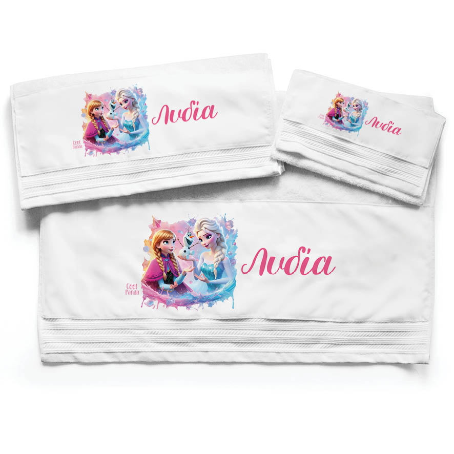 Πετσέτες βαμβακερές σετ “Frozen Elsa & Anna”