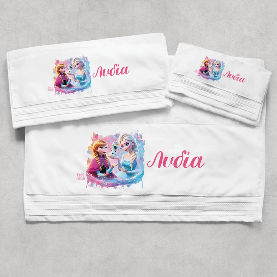 Πετσέτες βαμβακερές σετ “Frozen Elsa & Anna”