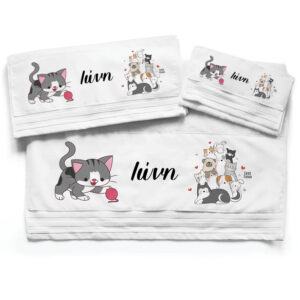 Πετσέτες βαμβακερές σετ “Γατούλες και σκυλάκια”