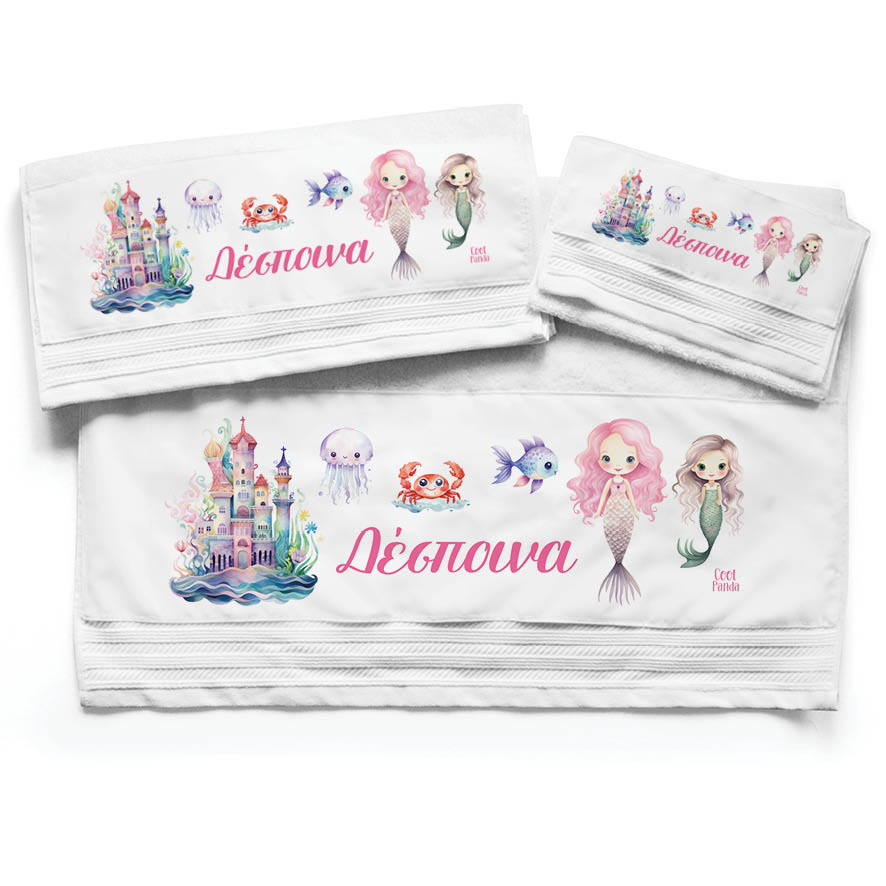 Πετσέτες βαμβακερές σετ “Γοργόνες Βυθός”