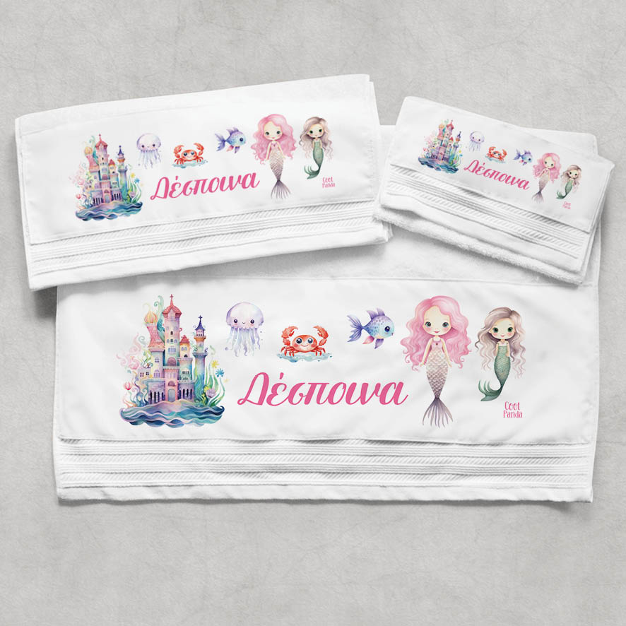 Πετσέτες βαμβακερές σετ “Γοργόνες Βυθός”