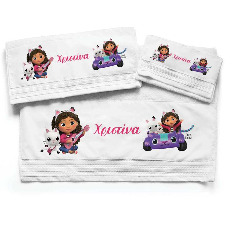 Πετσέτες βαμβακερές σετ “Το κουκλόσπιτο της Gabby”