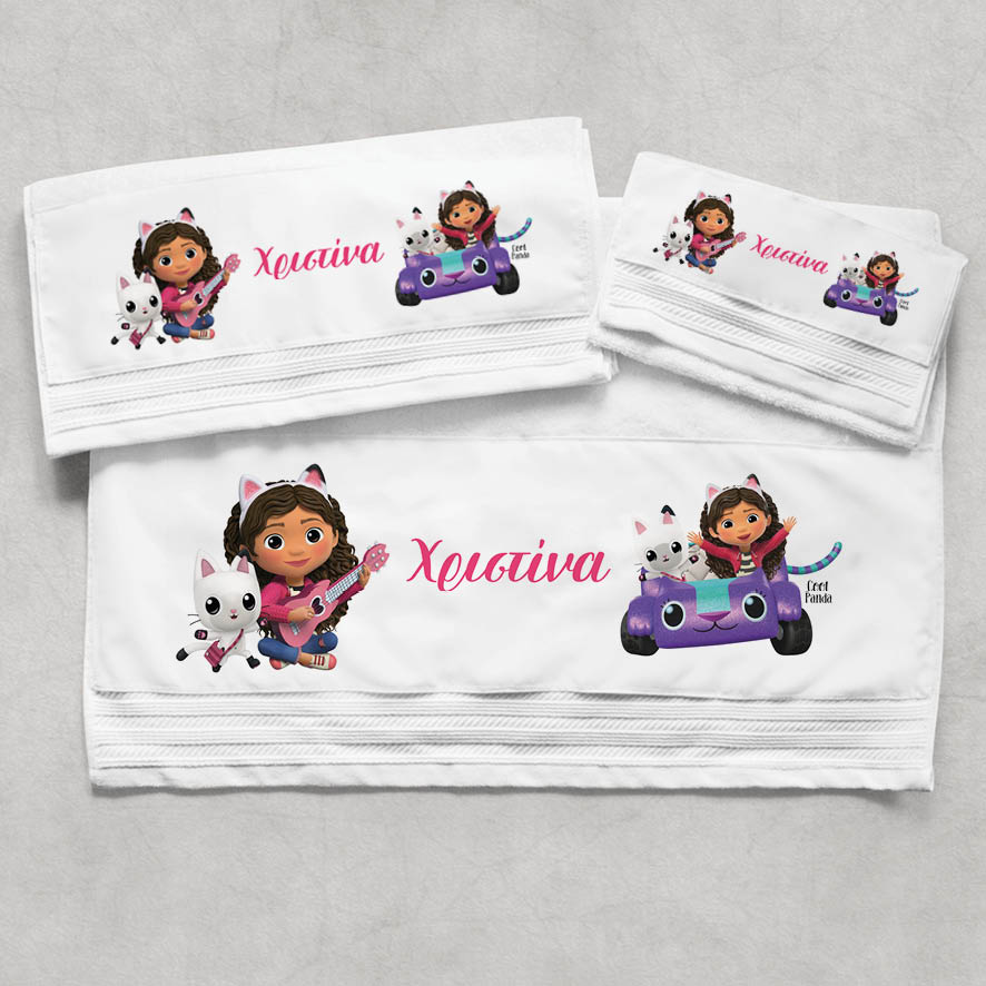 Πετσέτες βαμβακερές σετ “Το κουκλόσπιτο της Gabby”