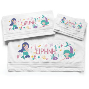 Πετσέτες βαμβακερές σετ “Μωβ Γοργόνες”