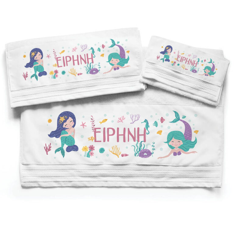 Πετσέτες βαμβακερές σετ “Μωβ Γοργόνες”