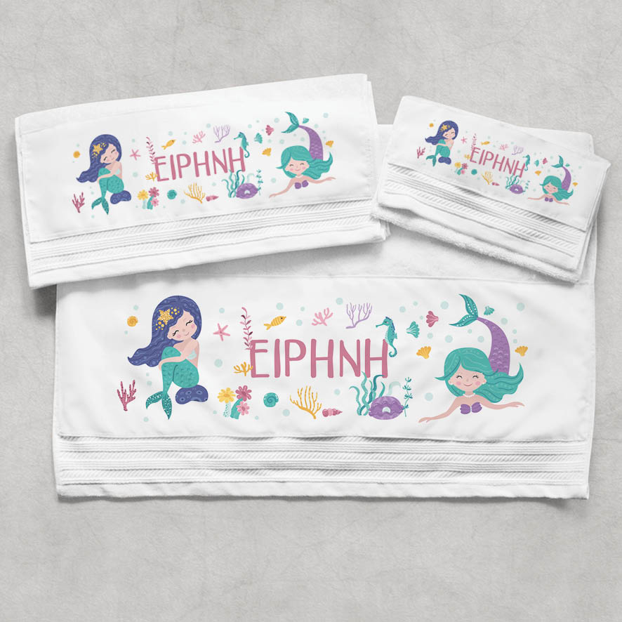 Πετσέτες βαμβακερές σετ “Μωβ Γοργόνες”