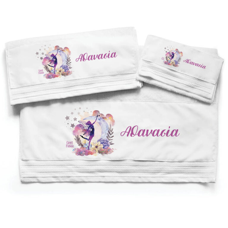 Πετσέτες βαμβακερές σετ “Μωβ Νεράιδα”