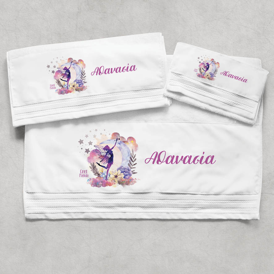 Πετσέτες βαμβακερές σετ “Μωβ Νεράιδα”