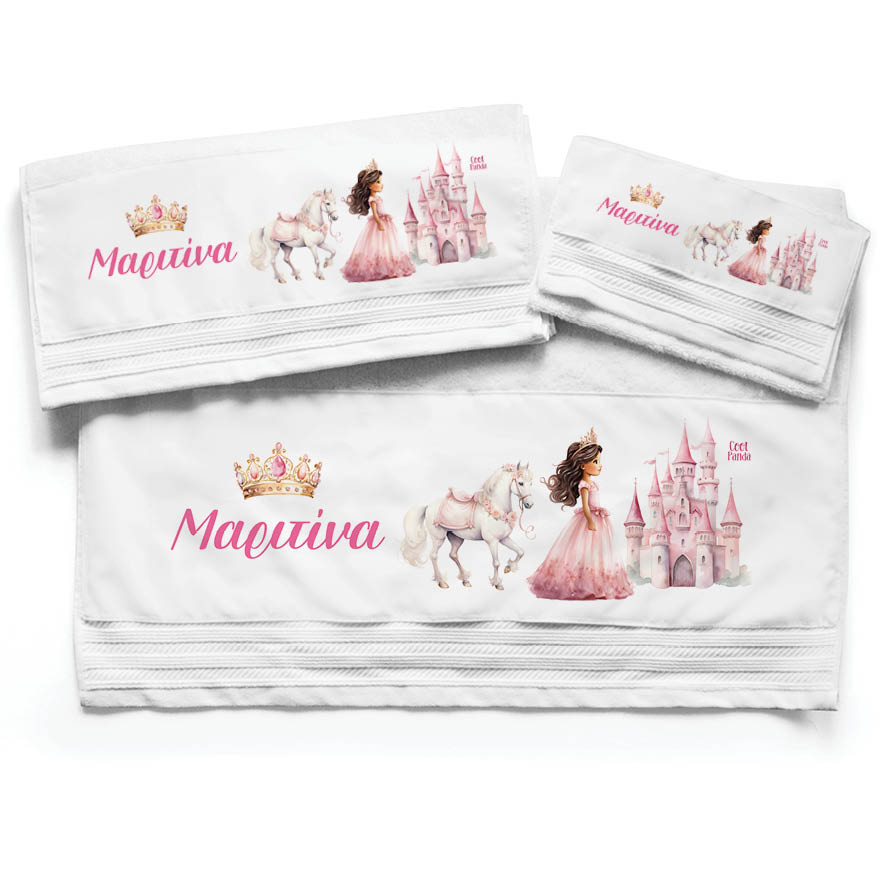 Πετσέτες βαμβακερές σετ “Πριγκίπισσα με κάστρο”