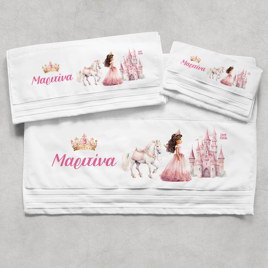 Πετσέτες βαμβακερές σετ “Πριγκίπισσα με κάστρο”
