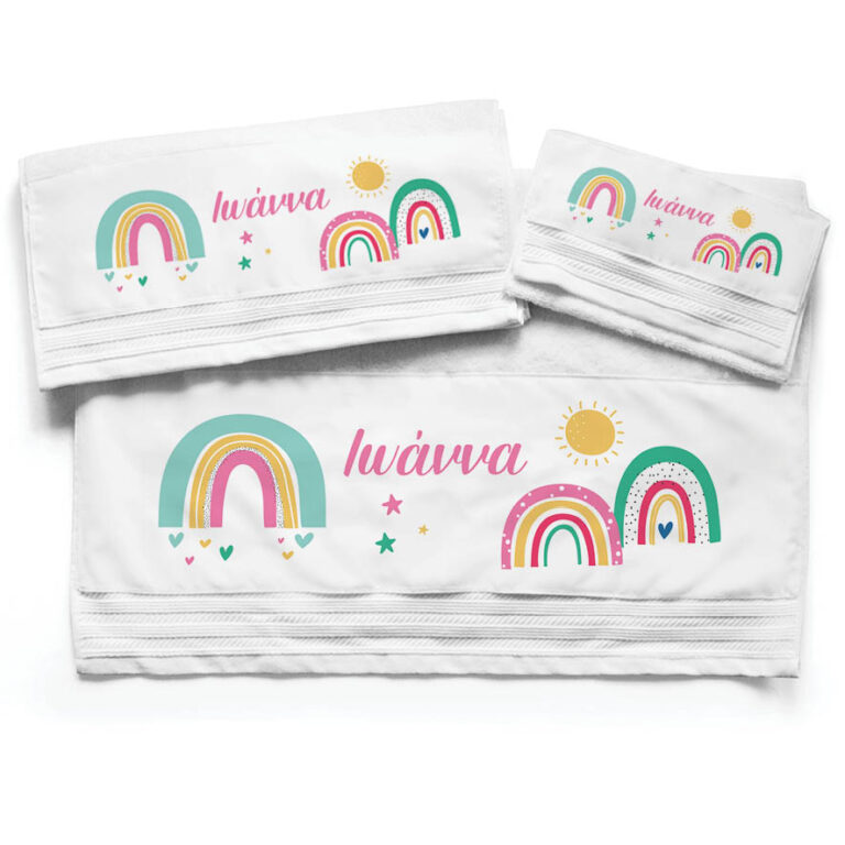 Πετσέτες βαμβακερές σετ “Ουράνια τόξα”