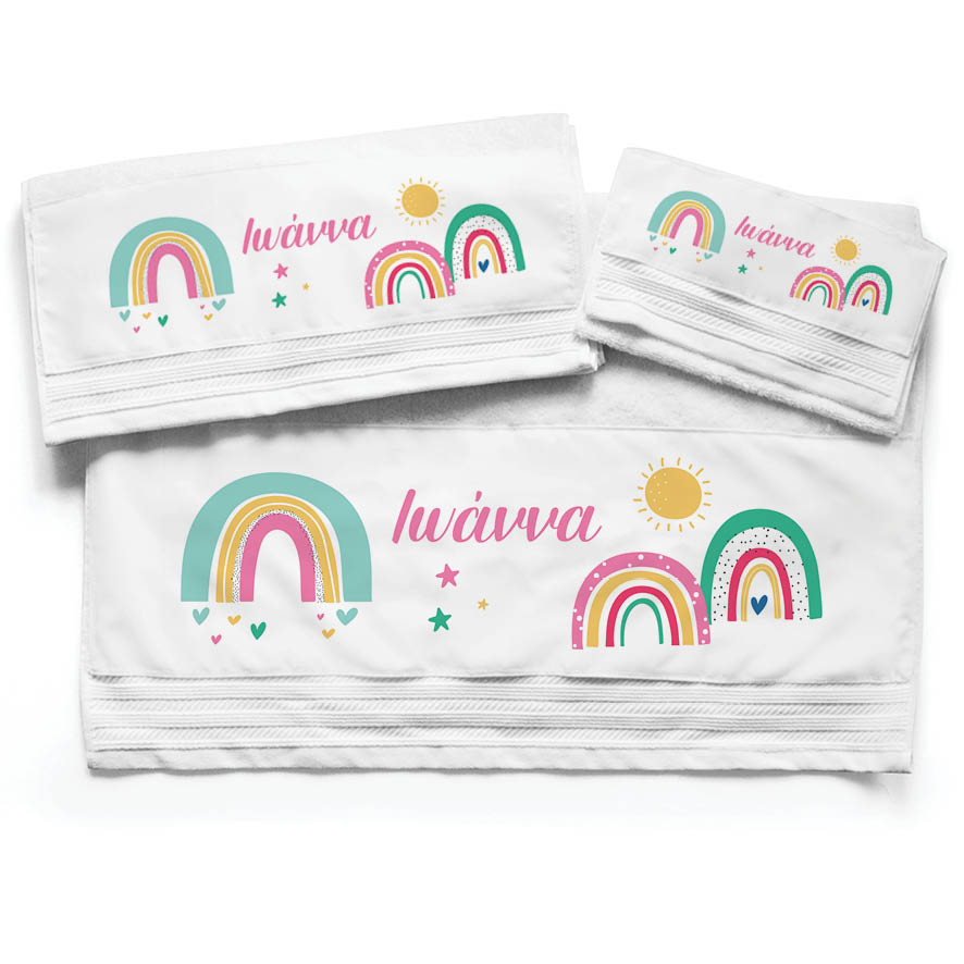 Πετσέτες βαμβακερές σετ “Ουράνια τόξα”