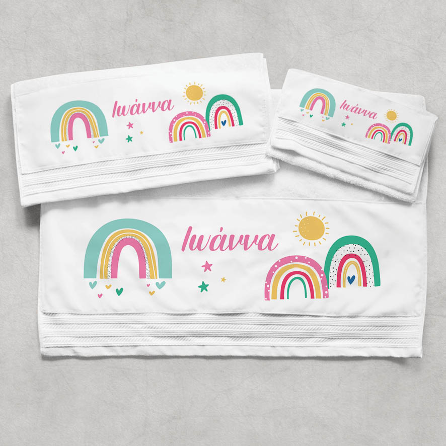 Πετσέτες βαμβακερές σετ “Ουράνια τόξα”