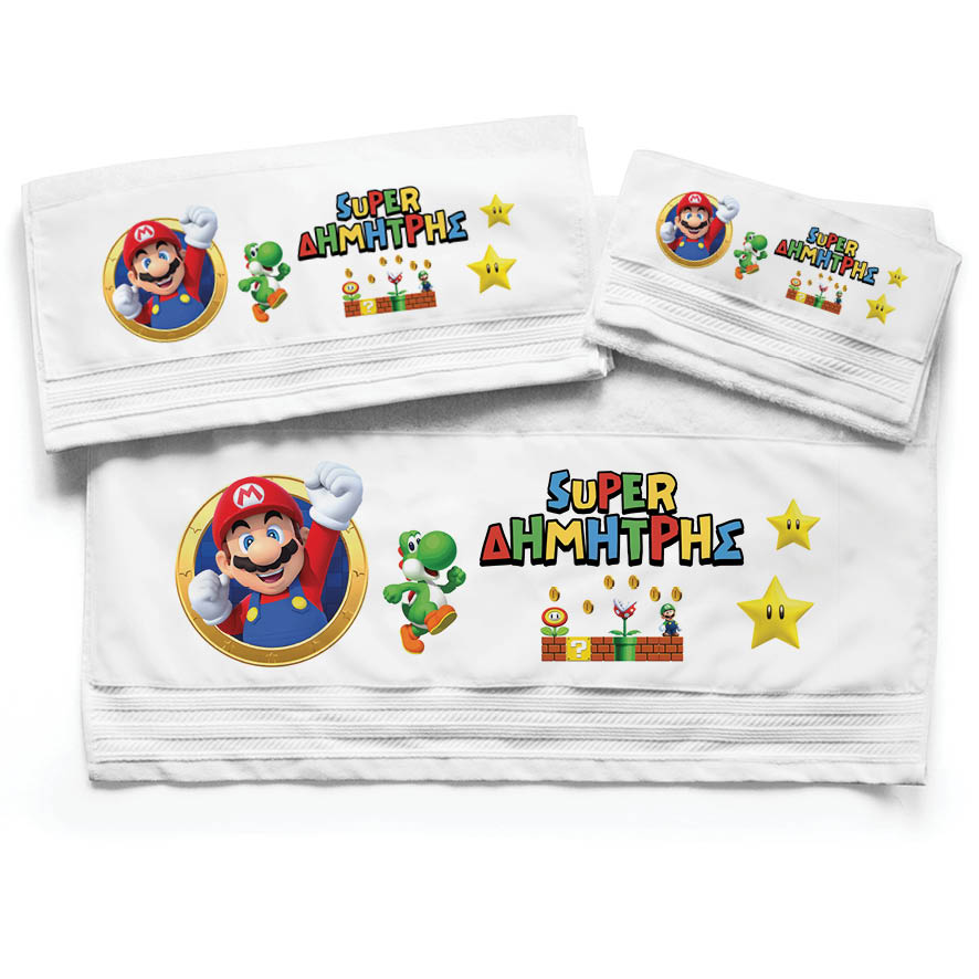 Πετσέτες βαμβακερές σετ “Super Mario”