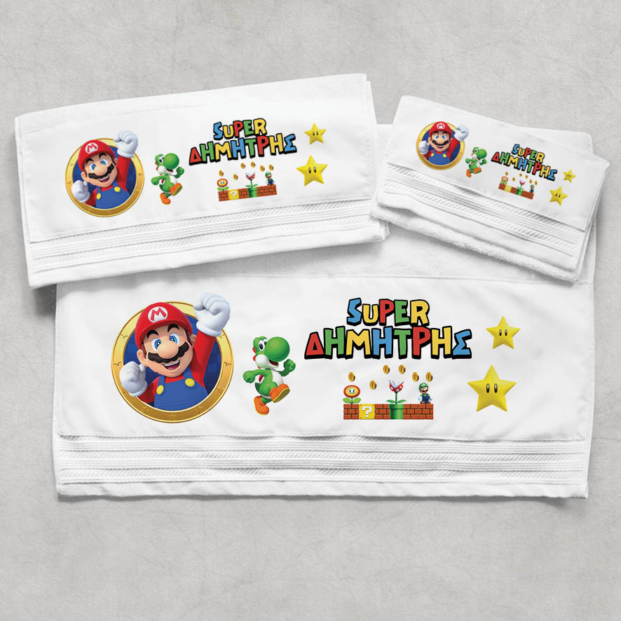 Πετσέτες βαμβακερές σετ “Super Mario”